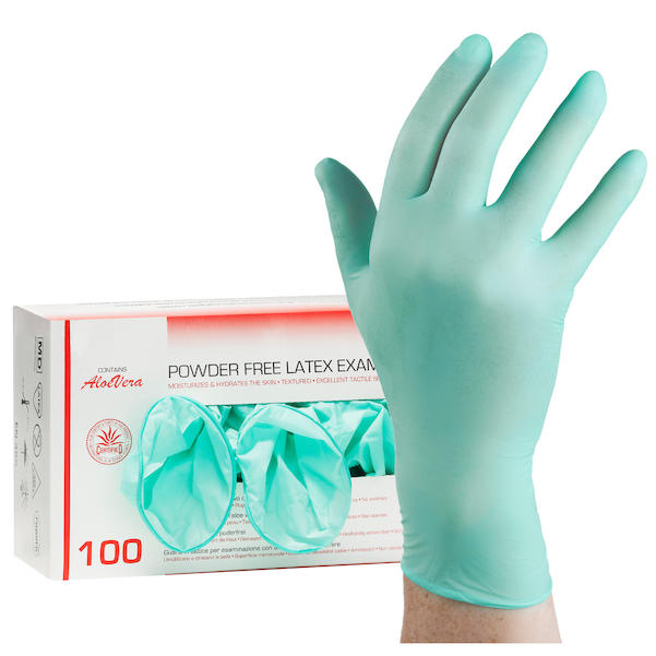 100 Stück: DE-Latex-Handschuhe mit Aloe Vera