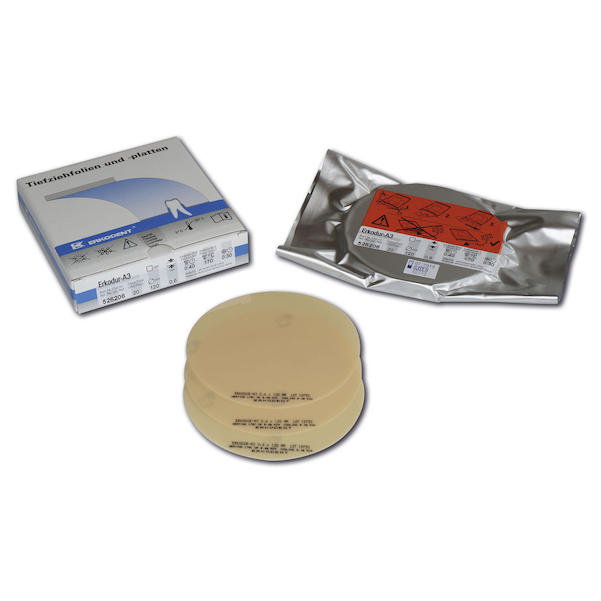 Erkodur-A1 zahnfarben, mit Isolierfolie, Ø 120 mm (rund)
