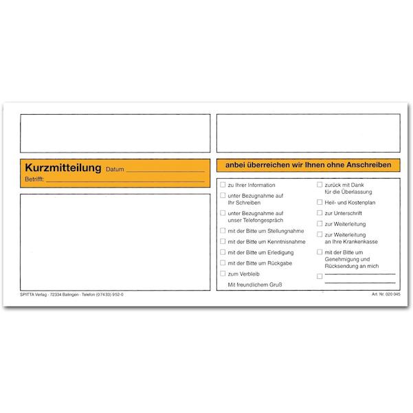 Kurzmitteilung selbstdurchschreibend, 2-fach