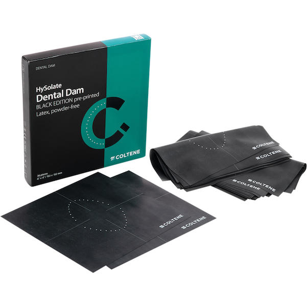 HySolate Latex Dental Dam, schwarz bedruckt, Format 152 x 152 mm